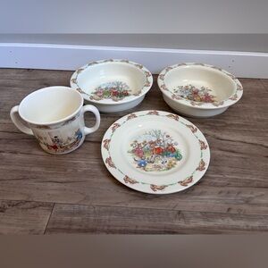 Vintage Bunnykins children’s Dining Set bunny easter English Fine Bone china